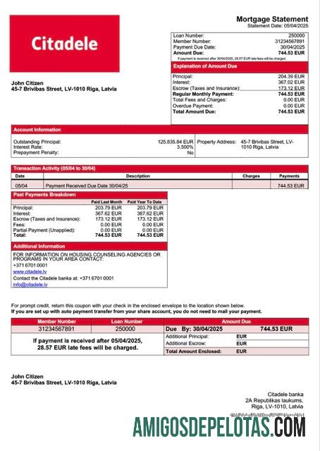 imprimível Letônia Citadele Banka Declaração de hipoteca Word e modelo PDF